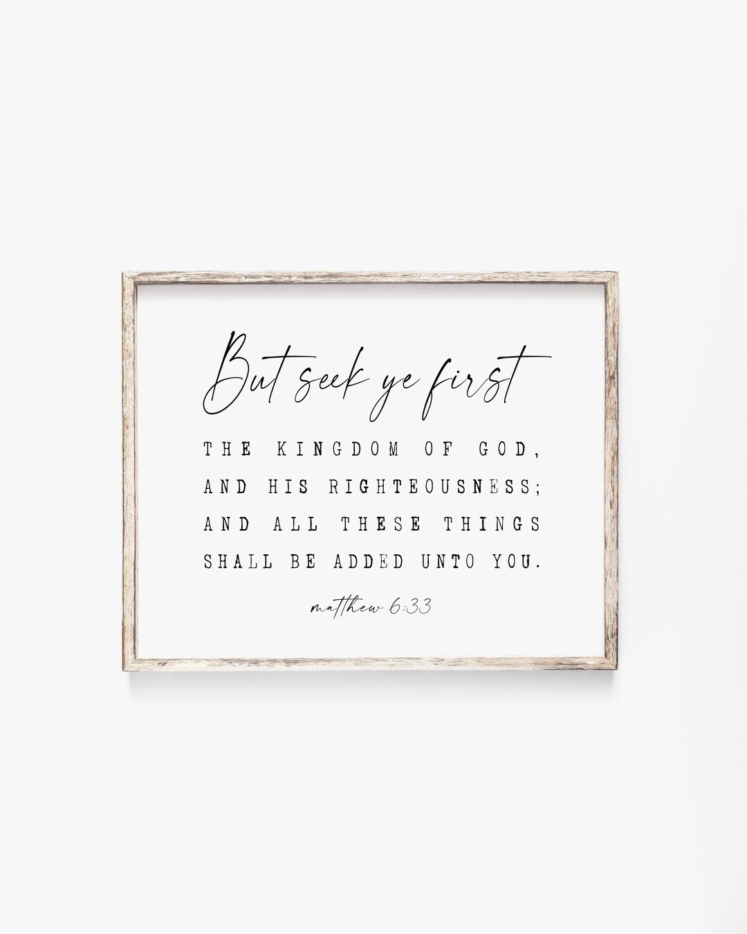 Matthew 6:33 Seek Ye First the Kingdom of God Bible Verse Wall Art ...