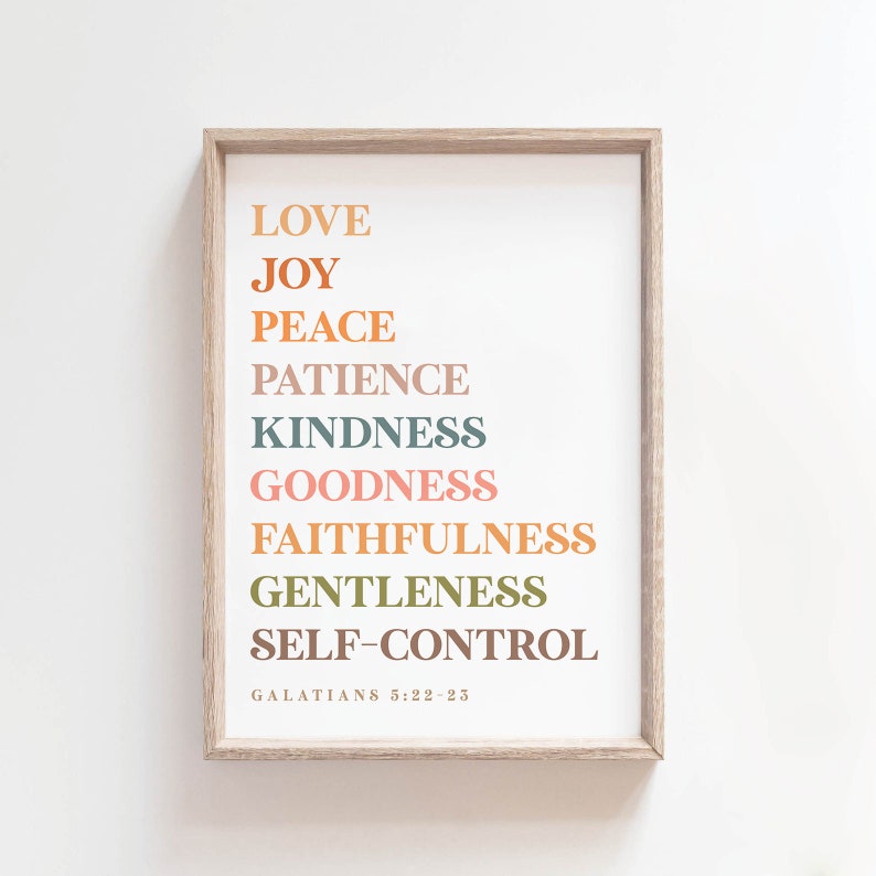 Fruit of the Spirit Wall Art Printable Sign Galatians 5 22 Rainbow Kids ...