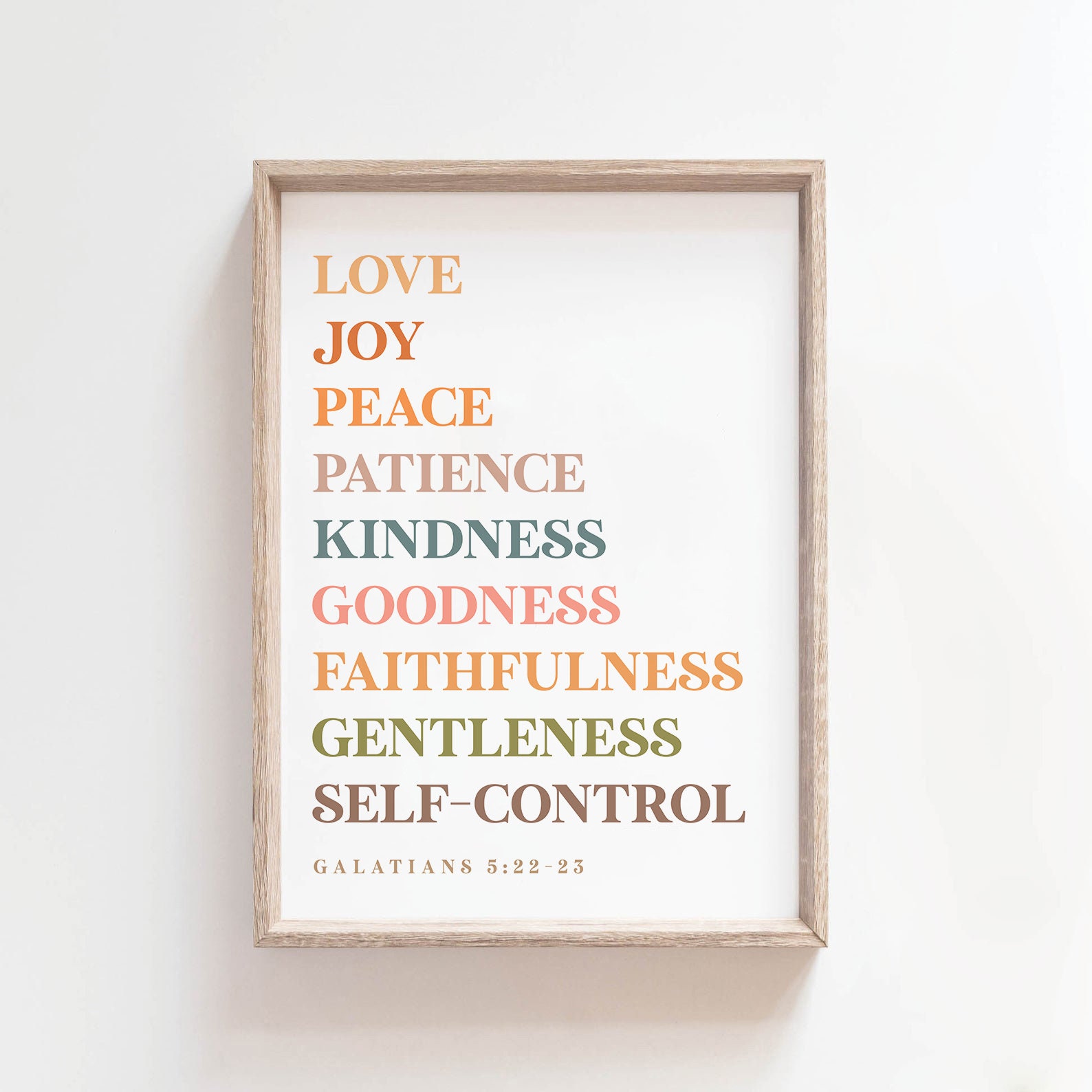 Fruit of the Spirit Wall Art Printable Sign Galatians 5 22 Rainbow Kids ...