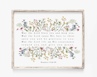 May the Lord bless you and keep you printable,Numbers 6:24-26,Scripture Art,Farmhouse Decor Bible verse wall art print,Christian wall art