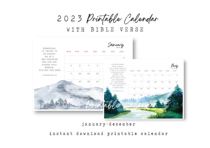 Printable Bible Verses Calendar 2023 Scripture Landscape - Etsy
