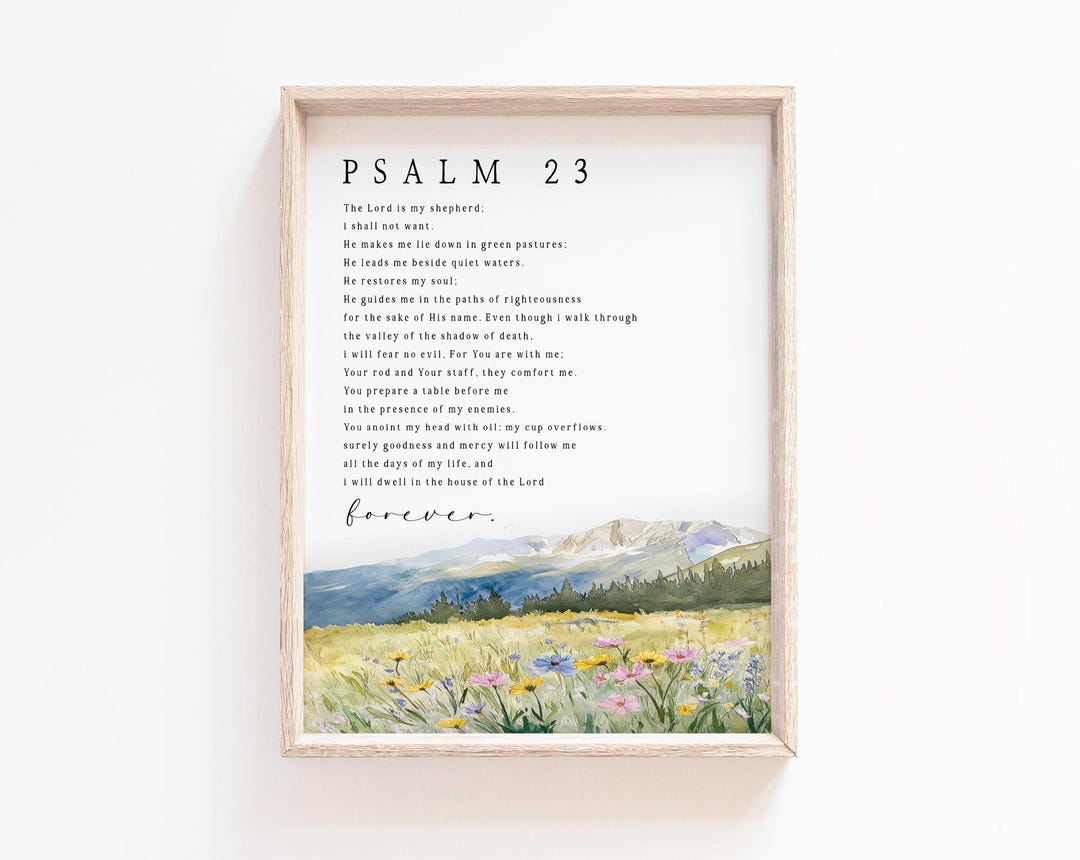 Psalm 23 the Lord is My Shepherd Bible Verse Wall Art Print Scripture ...