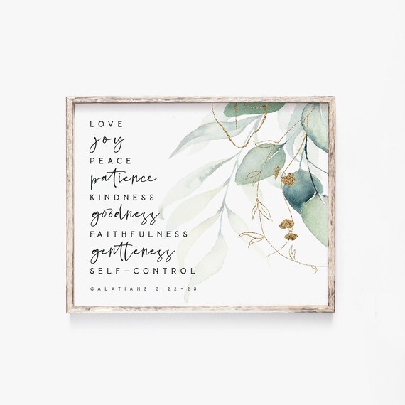 Prints Fruit of the Spirit Wall Art Printable Sign Galatians 5 22 Bible ...