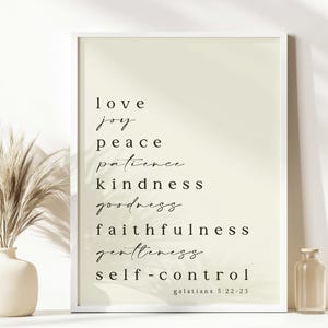 Fruit of the Spirit Wall Art Printable Galatians 5:22 Bible Verse Wall ...