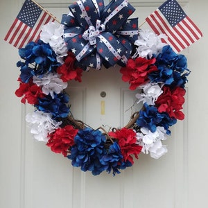 Corona rossa bianca e blu - Corona patriottica - Ghena americana - 4 luglio - Bandiera americana - 4 luglio Decorazioni - Arredamento americano