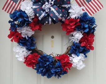 Red White and Blue Wreath - Patriotic Wreath - Americana Wreath - 4th of July - American Flag - 4th of July Decorations - Americana Decor