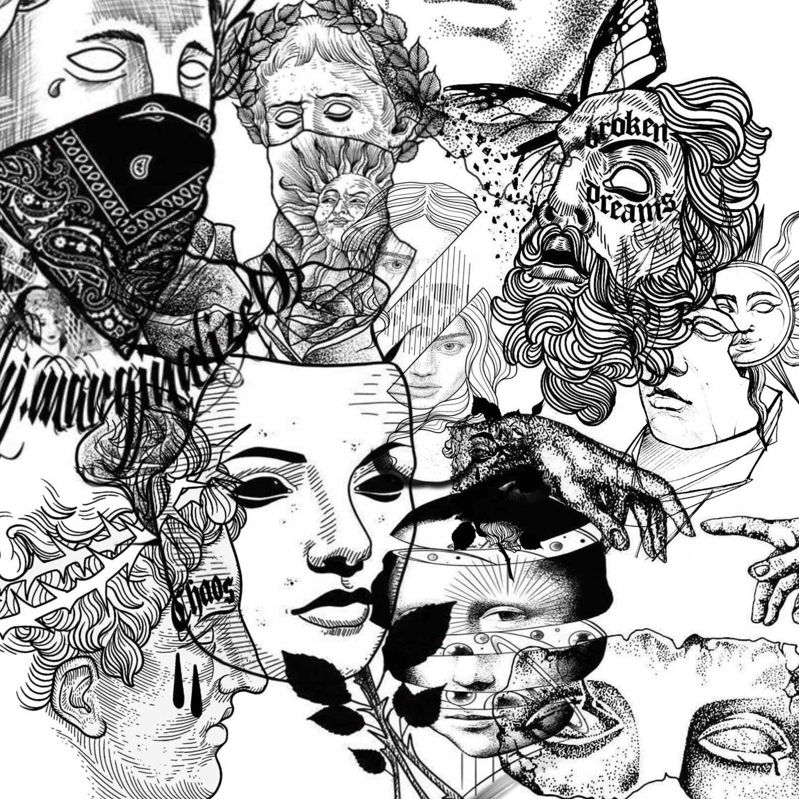Tattoo procreate brush set blackwork headsover 50 stamp Etsy