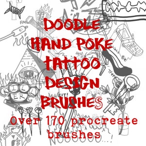 Tattoo procreate brushes, 172 brushes of doodle tattoos, boy tattoos, and doodle tattoos, punk , stick and poke designs , ignorant boy