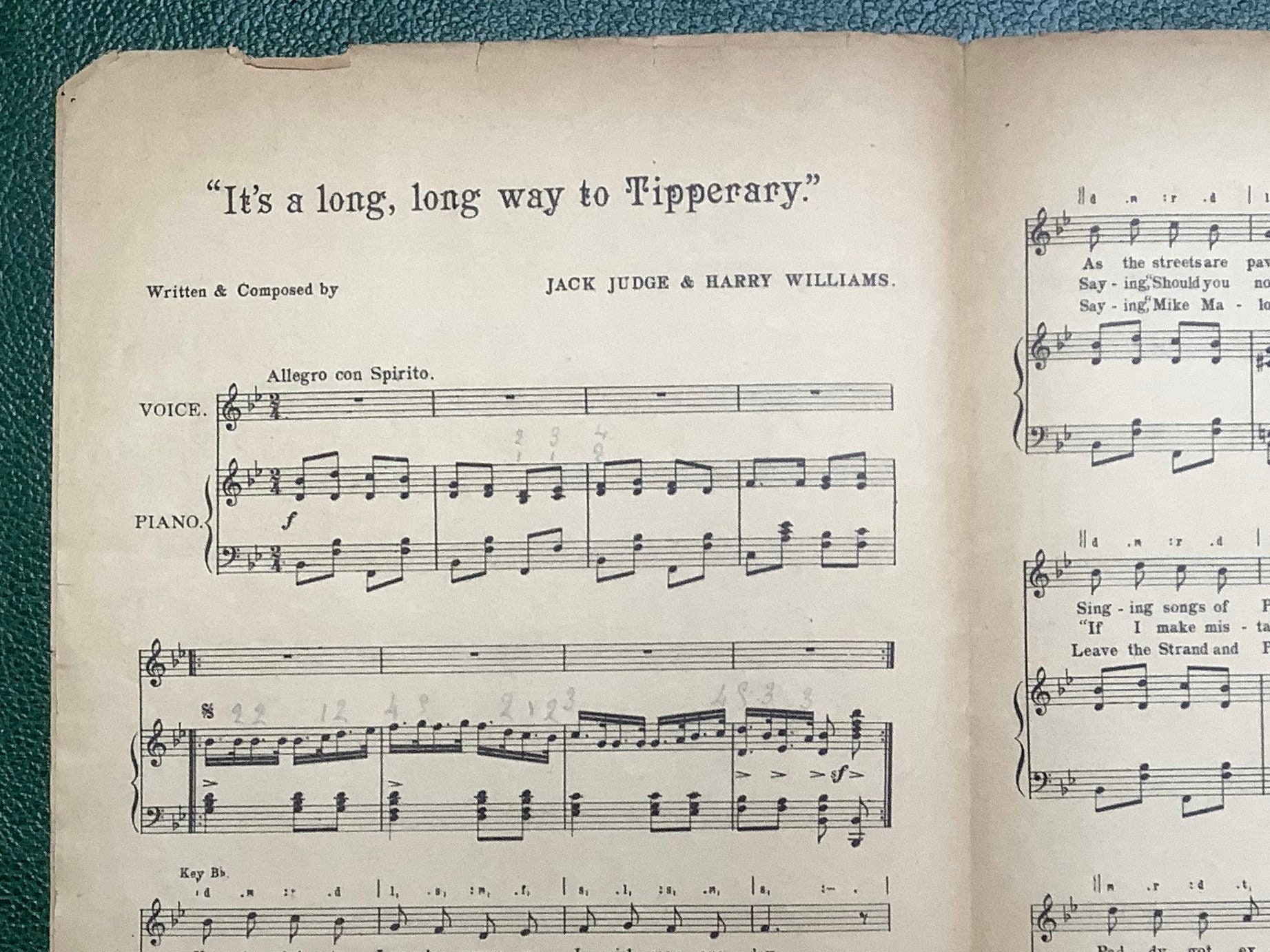 Sheet Music | It’s a Long Way to Tipperary | First World War Marching