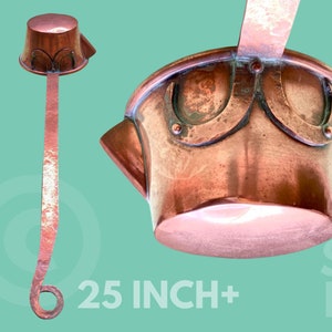 Extra långt hantverkstillverkat kopparkastrull med hällpip