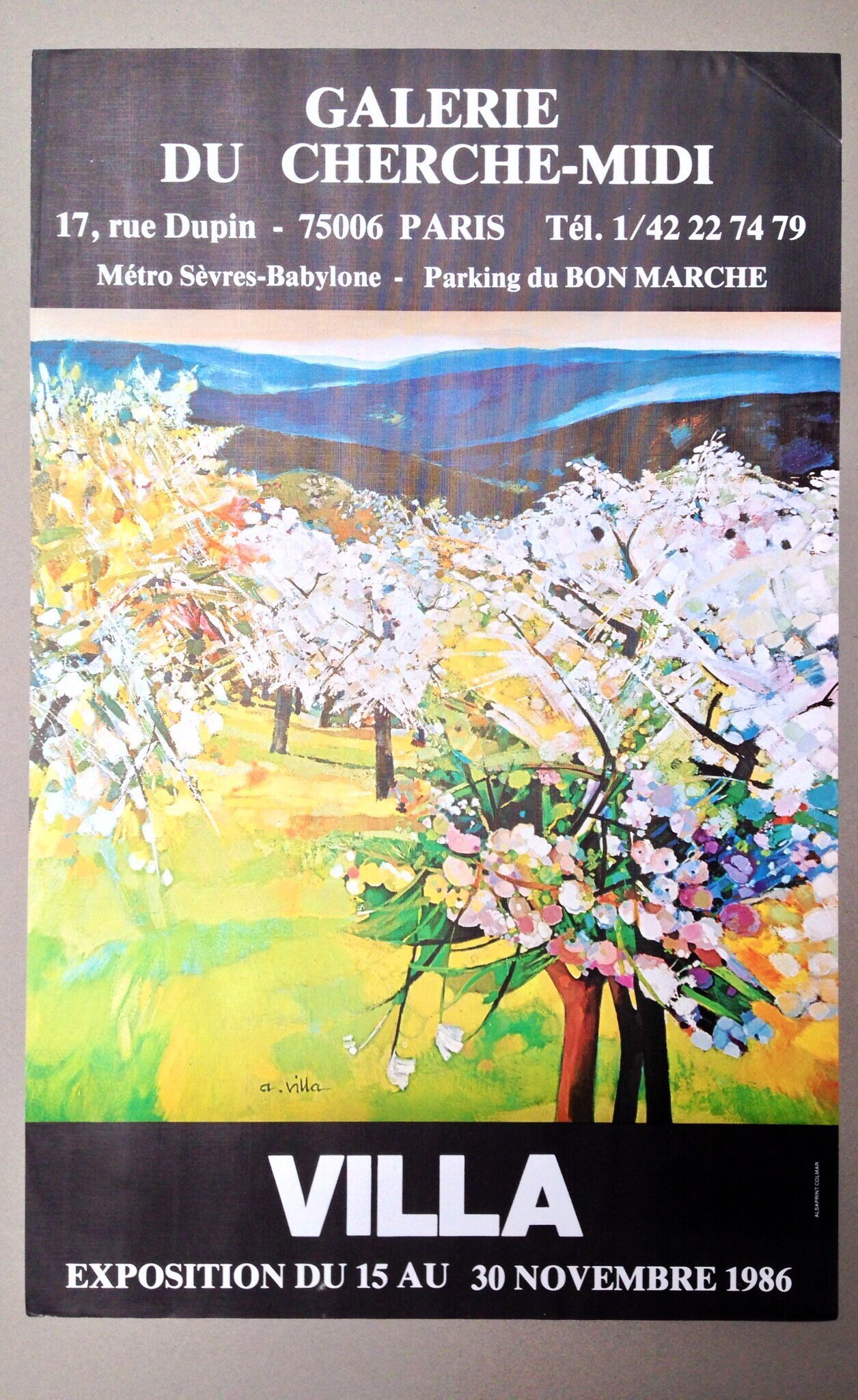 French Exhibition Poster Villa Paris | Original Gallery Art Print | Spring Orchard Exhibition 1986