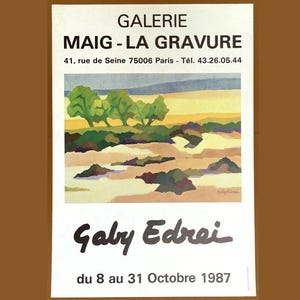 French Exhibition Poster Edrei | Original Lithograph Print | Galerie Maig-La Gravure Paris 1987
