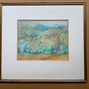 Original Aquarell einer mediterranen Landschaft