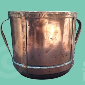 Heirloom French Copper Ferrat | Hand-Riveted Water Carrier | Champagne Bucket Planter Log Holder