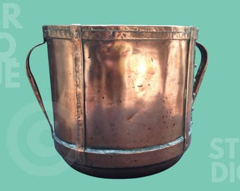 Heirloom French Copper Ferrat | Hand-Riveted Water Carrier | Champagne Bucket Planter Log Holder