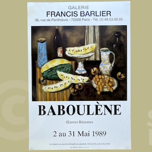 French Exhibition Poster Baboulène | Original Gallery Art Print | Galerie Barlier Paris 1989