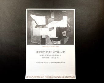1984 French Art Exhibition Poster-Print | Bibliothèque Nationale Paris | Marcoussis Hommage to Marcoussis |  Cubist