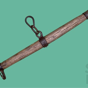 Vintage French Singletree Palonnier | Oak and Hand-Forged Iron | Rustic Country Wall Decor