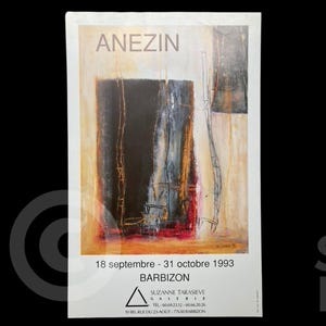 Vintage French Exhibition Poster | Gérard Anezin Abstract Art | Galerie Suzanne Tarasieve, Barbizon, France 1993