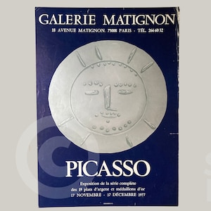 Picasso Silver Plates Poster | Rare Original Lithograph | Galerie Matignon Paris 1977