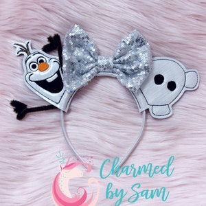 Glitter Olaf Snowman Frozen Elsa Ana Olaf Minnie Mickey Ears, Frozen, Ice Queen, Ice Princess, Princess, Frozen Bow, Elsa Bow, Ana Bow