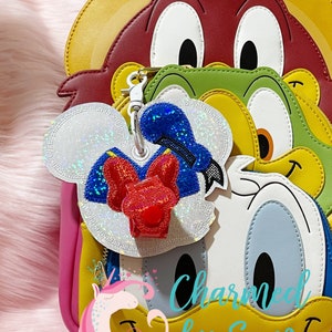 Glitter Donald Duck Daisy Inspired Mouse Ears Holder, Donald Keychain, sunglasses holder, hat holder, Donald Bow