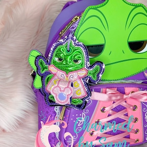 Pascal in dress Rapunzel Tangled Inspired Minnie Mickey Ears Holder, Sunglasses Holder, Hat Holder, Chameleon Princess Friend, Tangled Ears