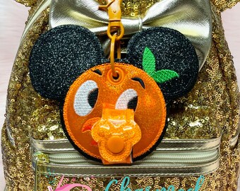 Glitter Orange Bird Mouse Ears Headband Holder, sunglasses holder, hat holder, Epcot Parks Inspired Keychain