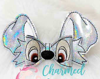 Lady & the Tramp Inspired Bow Clip Headband, Birthday, Disney Lady Birthday Party, Photo Prop, Disneyland, Disney Vacation, Glitter Bow, Dog