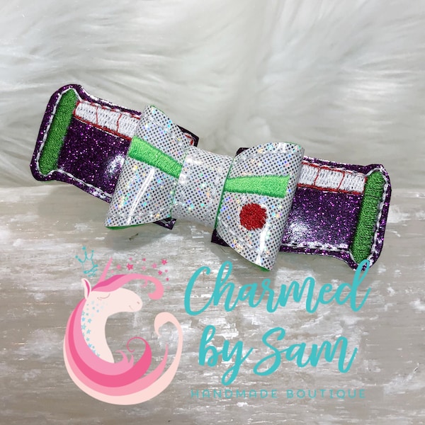 Buzz Lightyear Glitter Bow, Toy Story Inspired bow, Pixar Inspo, Buzz Woody, Toy Story Land, Disney Toy Story, Jessie Bow, sequin bow