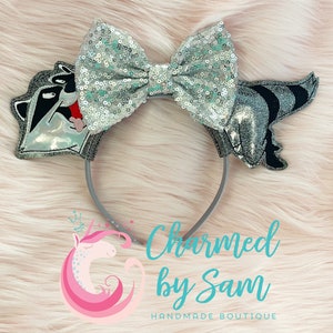 Meeko Raccoon Pocahontas Inspired Mouse Ears, adult/child headband, Native Princess, Pocahontas Bow