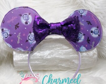 Halloween Mouse Ears Glitter Vampirina Inspired Stand Up Bow Vampire Girl Ears Disney Junior Disney Ears Vampirina Bat Ears Bat Ears