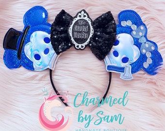 Haunted Mansion Bride and Groom Inspired Mickey Minnie Ears, Adult child headband, Madame Leota, Halloween Ears, Foolish Mortals