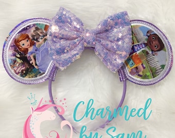 Handmade Custom Fabric Princess Sophia the First, Doc McStuffins, Disney Princess, Disney Jr, youth/child headband, Disneyland, Birthday