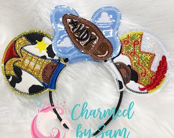 Toy Story Inspired Mouse Minnie Mickey Ears, Woody Ears, Jessie Ears Buzz Lightyear Ears, Andy Ears, Toy Ears, adult child headband