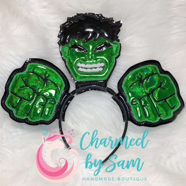 Incredible Hulk Super Hero Inspired Mouse Minnie Mickey Ears, Marvel Comics Ears, Avengers, Captain America, Iron Man, adult child headband