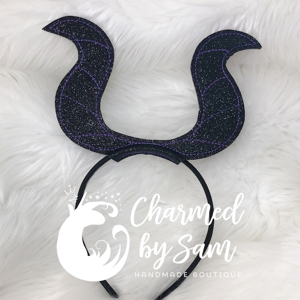 Handmade Maleficent inspired Horns Headband  Minnie Ears, Descendants, Mal, Mickey Ears, Princess, Disneyland birthday, Disney Villain