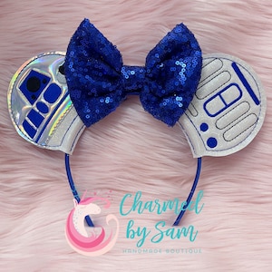 Holo Glitter R2-D2 Droid Star Wars Inspired Mouse Ears, C-3PO, Ewok, Darth Vader, Princess Leia, Galaxy's Edge, adult child headband