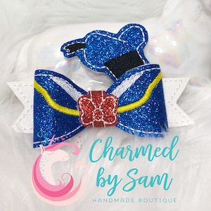 Donald Duck Bow, Glitter Donal Duck, Glitter Bow, Mickey Minnie Ears, Disney Princess, Mickey Mouse Clubhouse ears