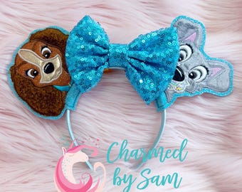 Glitter Lady and the Tramp Mouse Ears, Cocker Spaniel Terrier Disney Dog Ears, Sequin Bow, adult/child headband, Buen Notte