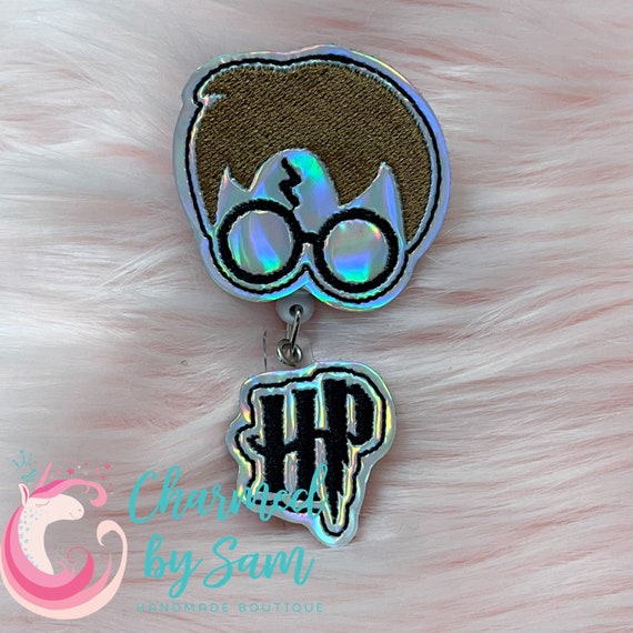 Holo Silver HP Wizard ID Badge Reel ID Holder, Clip on Badge Reel