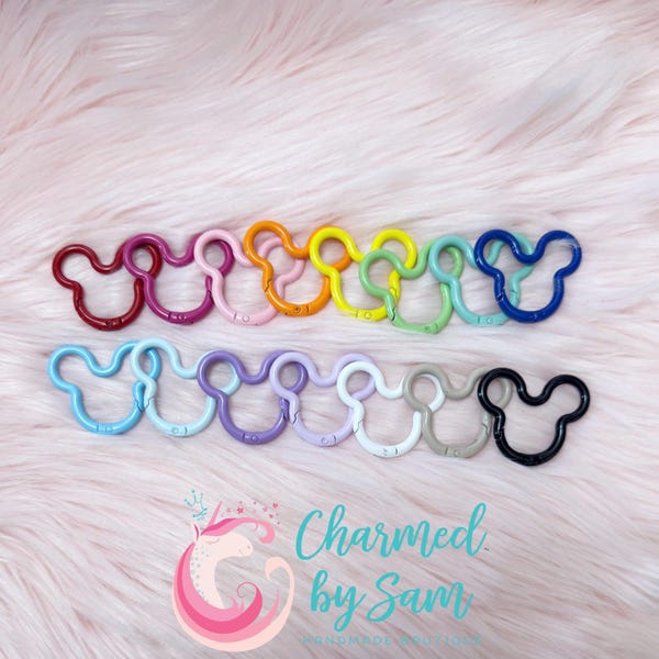 NEW COLORS Colored Metal Mouse Head Shaped Carabiner Clip, Lanyard Hardware, replacement hardware, bag clips, lanyard clips, Keychains