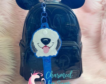 Max Sheep Dog Ear Holder, Eric Ariel The Little Mermaid Glitter Vinyl Mouse Ears clip on Holder Carrier Inspired, Disney Dogs