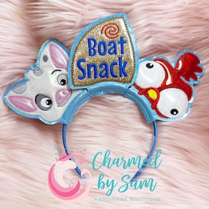 Glitter Moana Maui Hei Hei Pua Inspired Mouse Ears Headband, Island Girl, Polynesian Princess, child/adult headband, moana bow