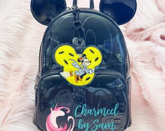 Glitter Witch Minnie Moon Mouse Inspired Ears Headband Holder, Mouse Ears Holder, Halloween Ears, Haunted Halloween, Boo to You