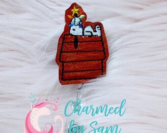 Snoopy Christmas retractable badge reel, medical field badge reel, nurse badge reel, healthcare badge reel, badge id holder, school nurse