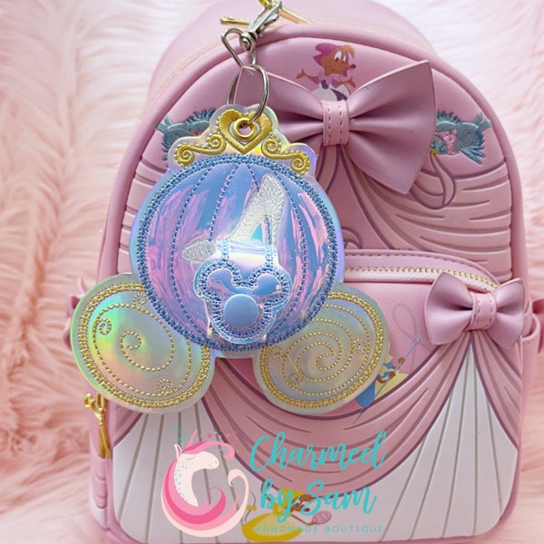 Glitter Holographic Cinderella Carriage Inspired Minnie Mickey Ears Holder, Sunglasses Holder, Hat holder, Cinderella keychain, Princess