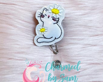 Cute Cat Kitty retractable badge reel, medical field badge reel, nurse badge reel, healthcare badge reel, badge id holder