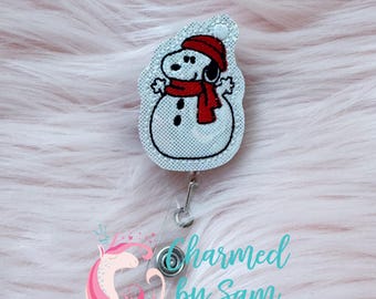 Snoopy Christmas retractable badge reel, medical field badge reel, nurse badge reel, healthcare badge reel, badge id holder, school nurse