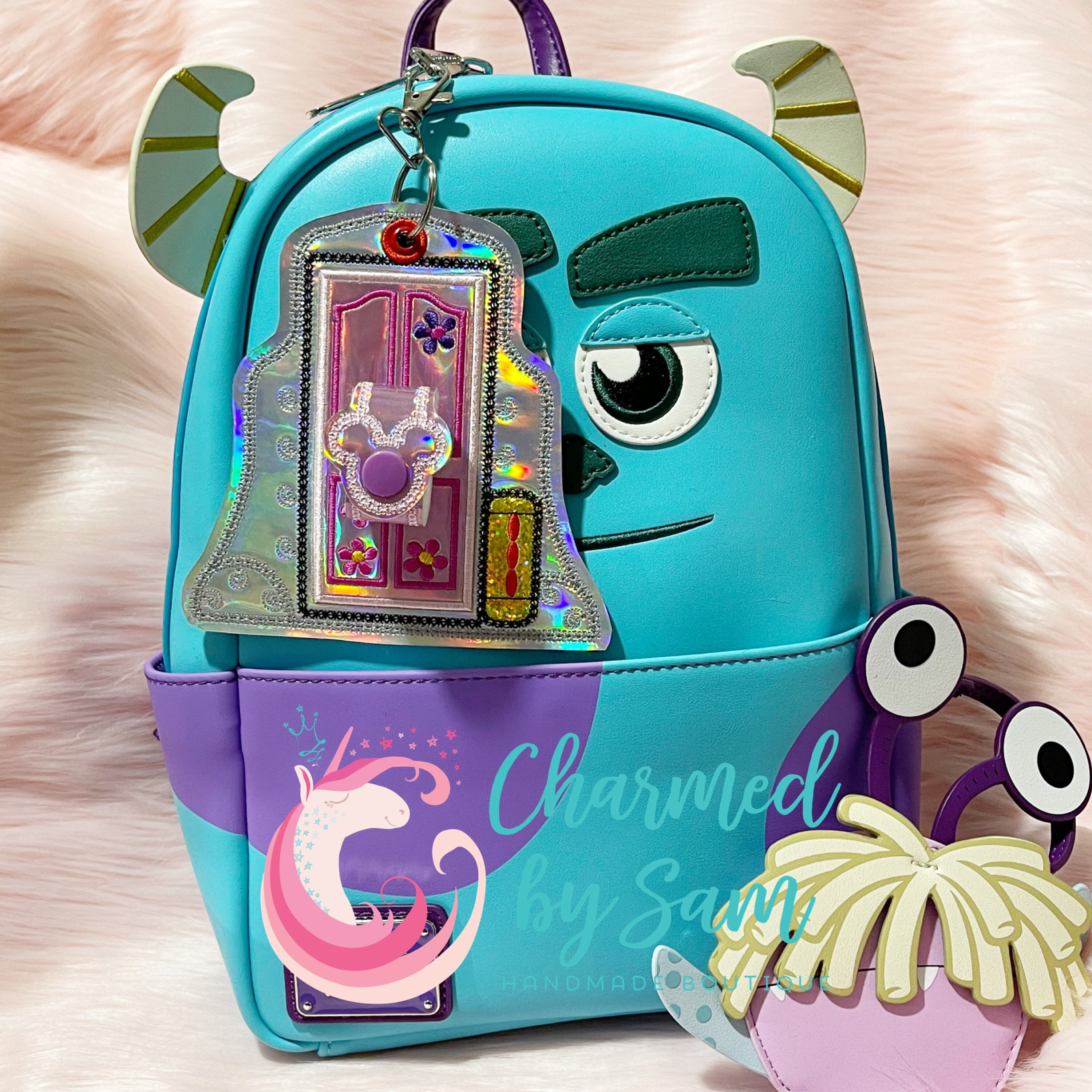 Loungefly Disney Monsters, Inc Cosplay Anime Backpacks Cartoon Boo Mike  Sully PU Leather Women Backpack Girls Mini Kawaii Bags